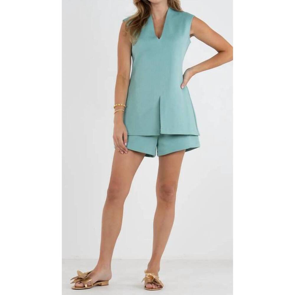 NEW EMILY MCCARTHY gwen v-neck tunic top in wasabi